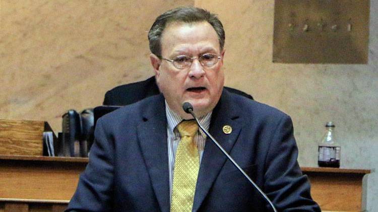 Sen. Michael Young, R-Indianapolis, shares his stance on the abortion bill. - Max Bomber/TheStatehouseFile.com