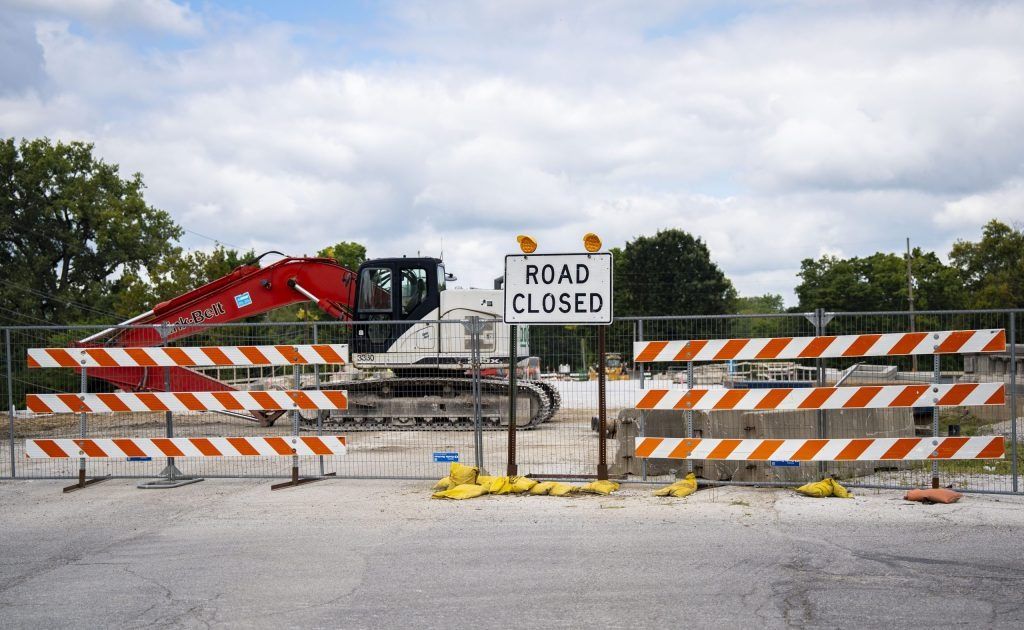 Construction continues on the 30th Street Bridge near Riverside Park on Aug. 22, 2025, in Indianapolis. 