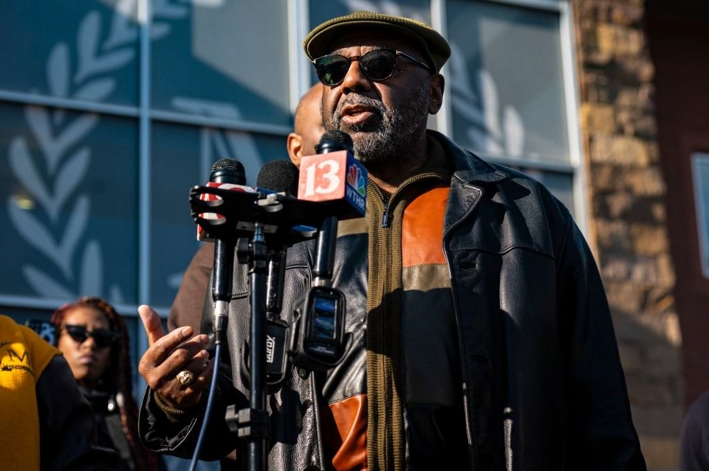 Rep. John Bartlett, D-Indianapolis, speaks during a press conference Dec. 17, 2025, at Martin University in Indianapolis.