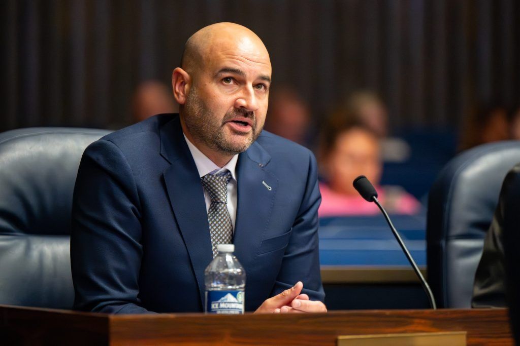 Paul Babcock, President & CEO of Health and Hospital Corporation, details portions of the department’s proposed budget. The City-County Council’s Municipal Corporations Committee met Sept. 17, 2025, at the City-County Building in Indianapolis. 