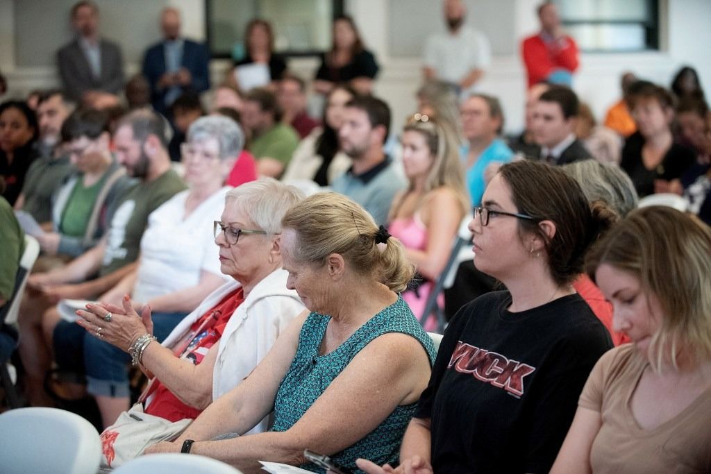 The room was packed Aug. 21, 2025, for an Indiana Utility Regulatory Commission field hearing concerning AES utility rates, at Southeast Community Services in Indianapolis.