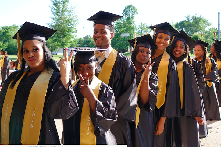 Arlington seniors walk into the auditorium for the school's 54th commencement on June 8, 2016. | By Eric Weddle/WFYI News