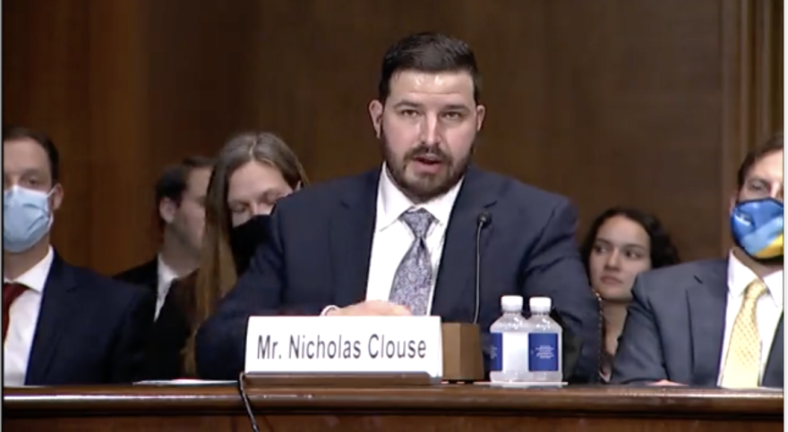 Nick Clouse, a resident of Huntington, Indiana, testified before the U.S. Senate Judiciary Committee on Sept. 28, 2021. The hearing about toxic guardianships was scheduled in response to Britney Spears’ highly-watched conservatorship case.