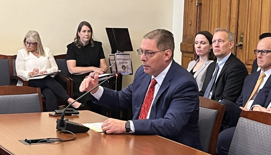 Indiana Family and Social Services Administration Secretary Mitch Roob speaks during a State Budget Committee meeting on Thursday, Dec. 18, 2025.