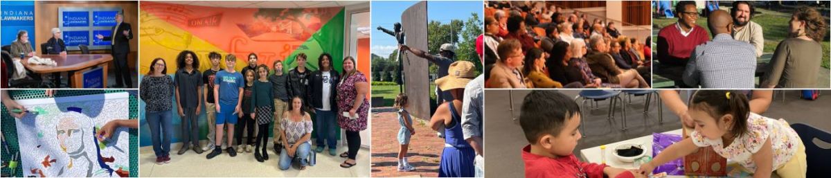 Collage of photos taken at WFYI community events, PBS KIDS Ready To Learn workshops and partner events.