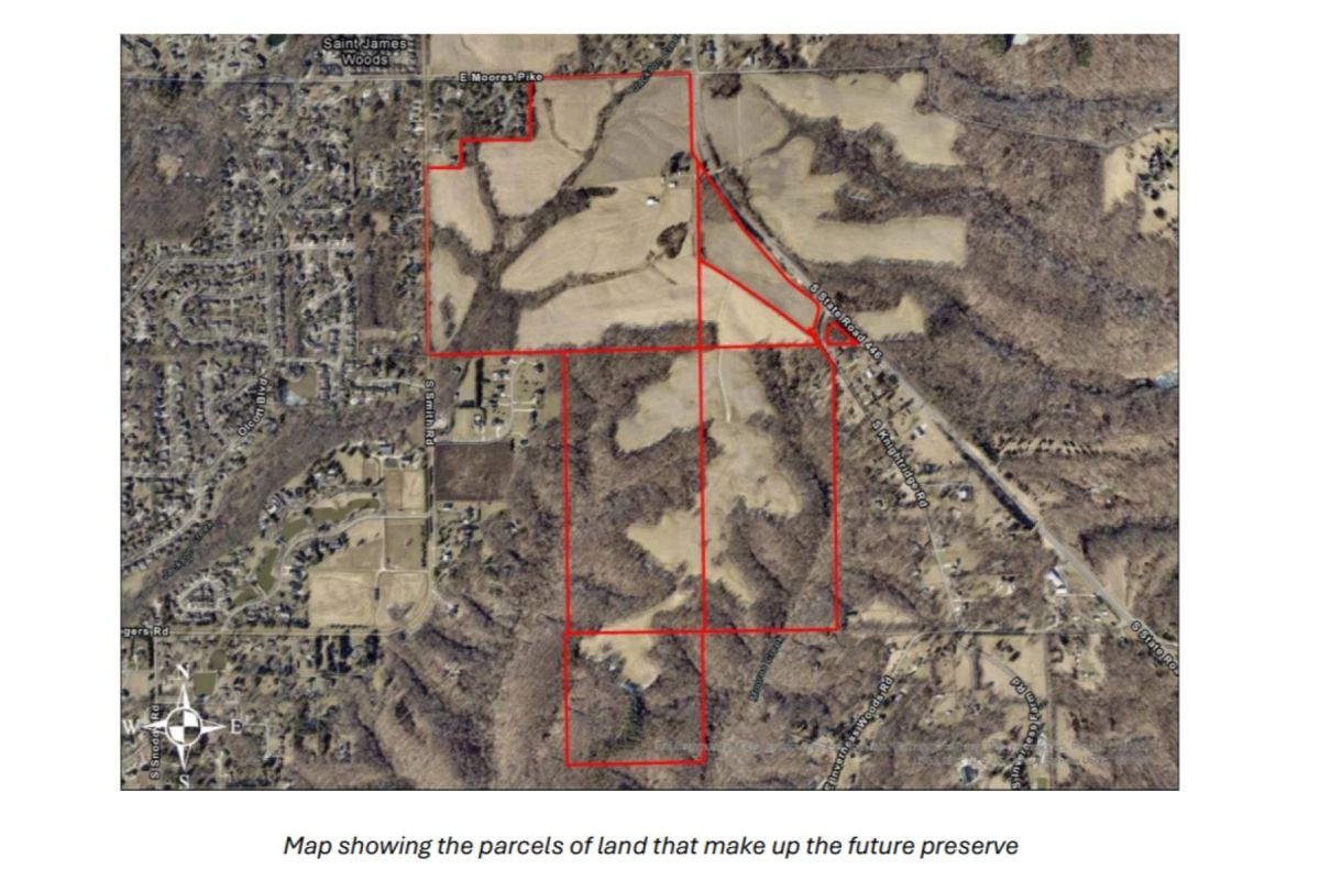 Map showcasing the intended land for the new Monroe County Nature Preserve.