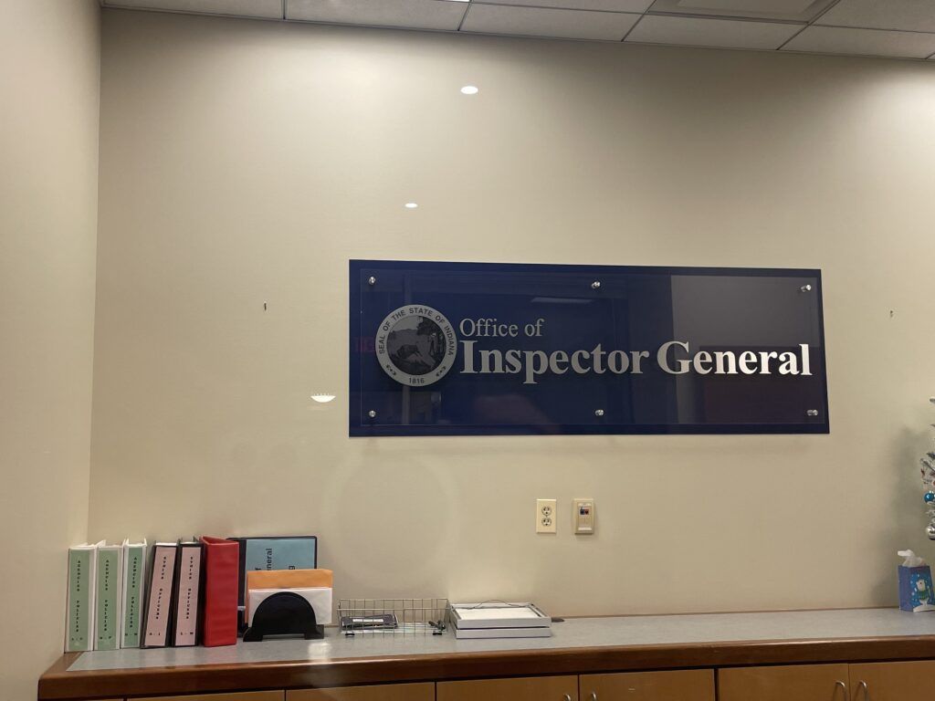 The Indiana Office of Inspector General, located in the Indiana State Library, is pictured on Dec. 11, 2025. 