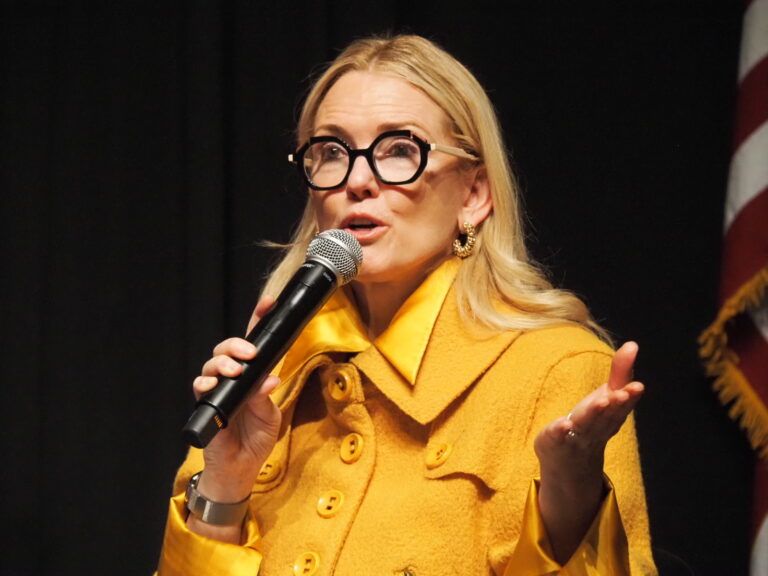 Senate Minority Leader Shelli Yoder speaks on a legislative leadership panel at the annual Dentons Legislative Conference on Thursday, Dec. 18, 2025. 