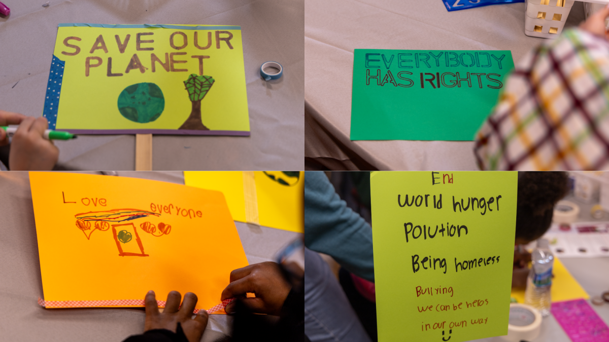 Children made 'use your voice' posters to address issues they face. 