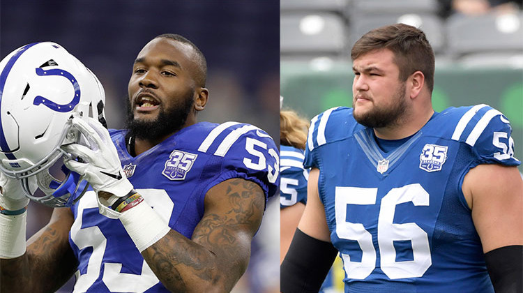 Indianapolis Colts rookies Darius Leonard (left) and Quenton Nelson (right) are the first rookie combo from the same team to be named first team All-Pro since 1965. - Left: AP Photo/Darron Cummings Right:AP Photo/Bill Kostroun