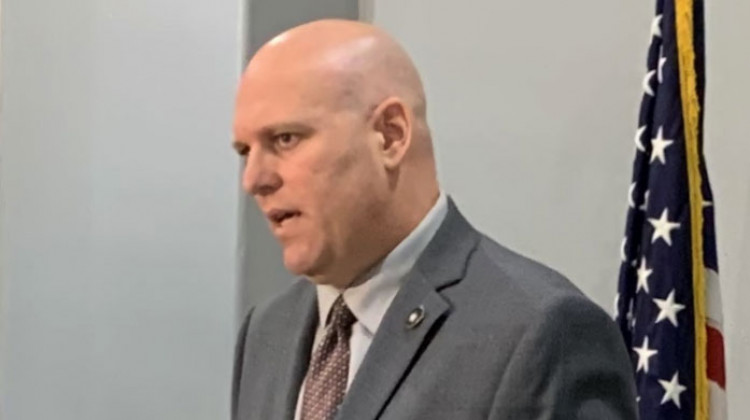 Indianapolis Fraternal Order of Police President Rick Snyder speaks to media during a press conference on Jan. 2, 2020. - Jill Sheridan/WFYI