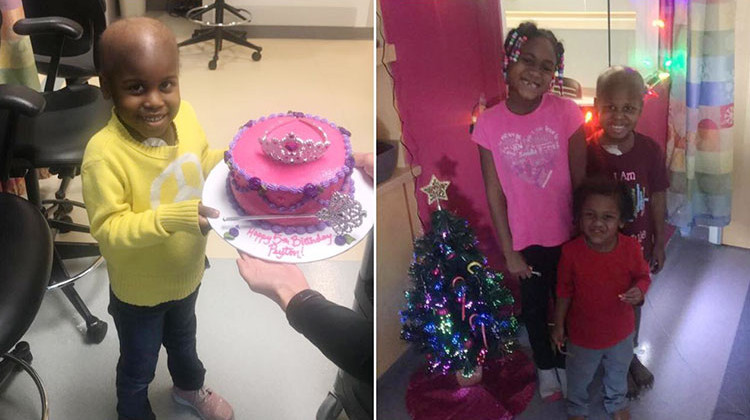 Left: Peyton Poe of Urbana, Illinois, on her 5th birthday in October 2018. Right: Peyton and her siblings, Christmas 2018. - Courtesy of Jessica Barnes