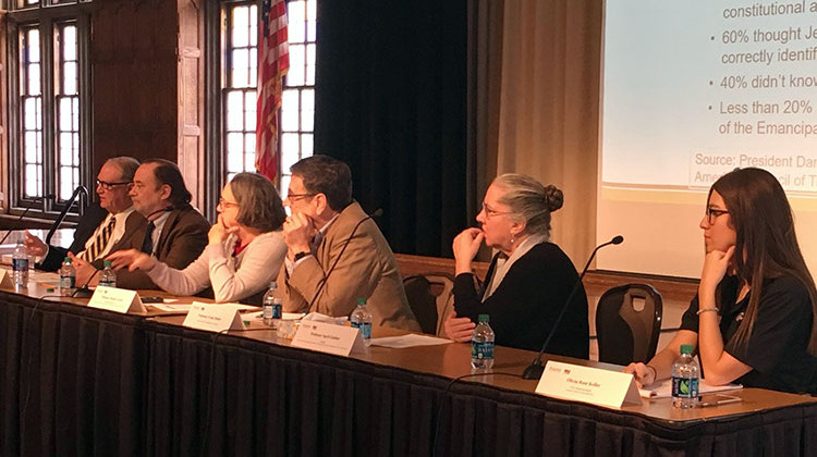 Members of the Purdue community listen to comments about whether the school should make passing a civics test a graduation requirement. - Stan Jastrzebski / WBAA News