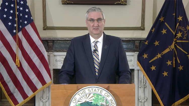 Gov. Eric Holcomb during a statewide address Monday, March 23, 2020. - WFYI Productions