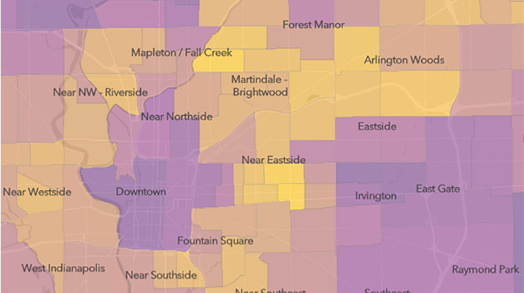 SAVI researchers used demographic data from the U.S. Census Bureau and estimates of neighborhood health data from the CDC's 500 Cities Project to map coronavirus neighborhood-level risk factors. - SAVI, a program of the Polis Center at IUPU