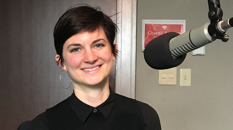 IndyGo spokesperson Lauren Day in the WFYI studio. - Taylor Bennett/WFYI