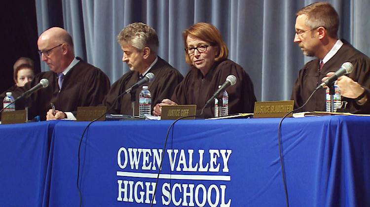 The Indiana Supreme Court heard arguments in a case at Owen Valley High School. - Steve Burns/WFIU-WTIU News