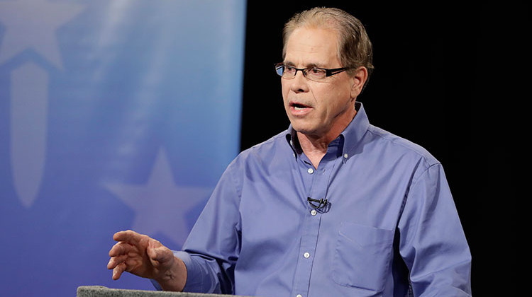 Senate candidate Mike Braun speaks during the Indiana Republican Senate Primary Debate among Braun, Luke Messer and Todd Rokita, Monday, April 30, 2018, in Indianapolis.  - AP Photo/Darron Cummings, Pool