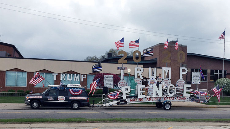 Supporters of President Donald Trump are lined up outside the Northside Gym, waiting for the doors to open. - Jennifer Weingart/WVPE