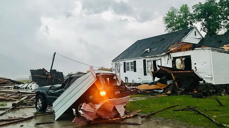 Indiana Storm damage near County Road 600 N and State Road 13 in Grant County. - Indiana State Police/Sgt. Tony Slocum via Twitter