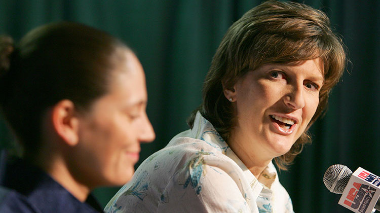 In this May 23, 2006 photo USA Basketball Women's World Championship team coach Anne Donovan answer questions at a news conference in Seattle. Donovan, the Basketball Hall of Famer who won a national championship at Old Dominion, two Olympic gold medals in the 1980s and coached the U.S. to gold in 2008, died Wednesday, June 13, 2018, of heart failure. She was 56. - AP Photo/Kevin P. Casey