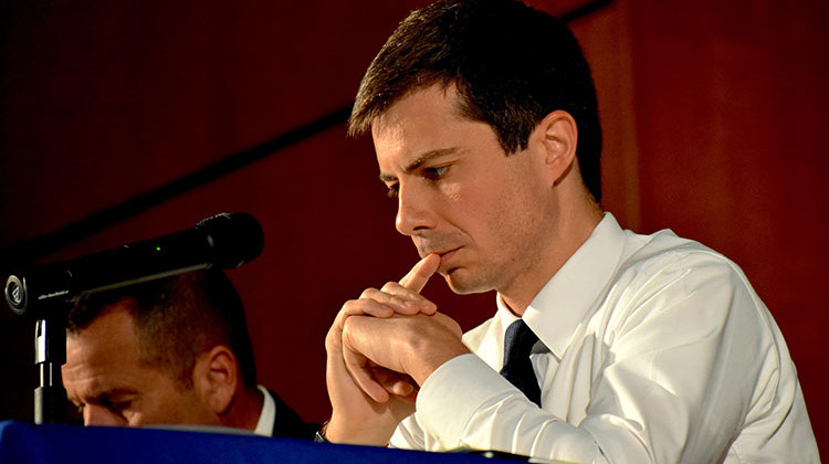 South Bend Mayor Pete Buttigieg at town hall at Washington High School June 23, 2019. - Justin Hicks/WVPE