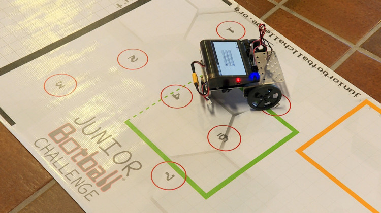 Teachers learned to program robots to follow certain paths during this week’s training programs.  - Zach Herndon/WTIU News