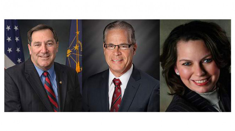 Democrat Joe Donnelly, Republican Mike Braun and Libertarian Lucy Brenton