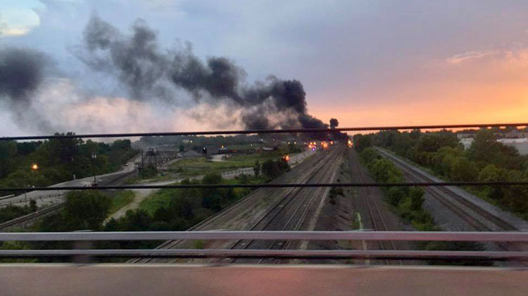 This photo from the Wayne Township Fire Department shows smoke from the fire at the train yard in Avon.  - Wayne Township Fire Department/Facebook