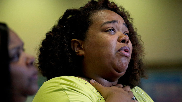 Duck boat accident survivor Tia Coleman, of Indianapolis, speaks to the media during a news conference at Cox Medical Center Branson Saturday, July 21, 2018 in Branson, Missouri. - AP Photo/Charlie Riedel