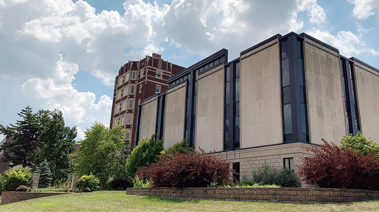 The Salvation Army's former Indiana divisional headquarters (right) and the Drake apartment building (left) face demolition. - Doug Jaggers/WFYI