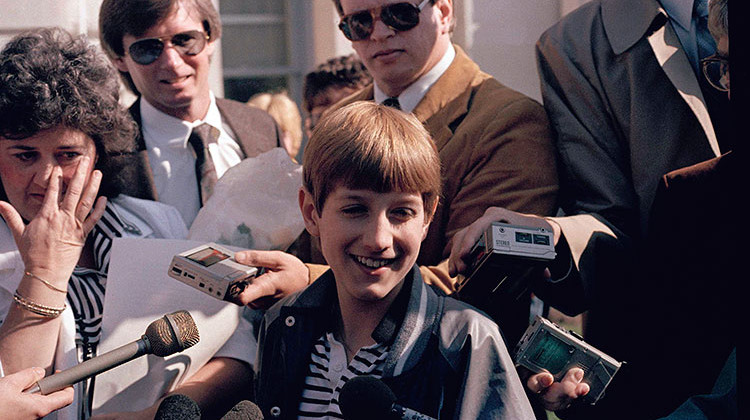 Ryan White, shown here in 1986 after a judge threw out a temporary injunction barring him from attending classes at Western Middle School near Kokomo, will be remembered with a historical marker outside the central Indiana high school that welcomed him as a student. - AP Photo