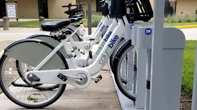 A ColumBIKE bike-share station at Donner Aquatic Center in Columbus. - ColumBIKE/via Facebook