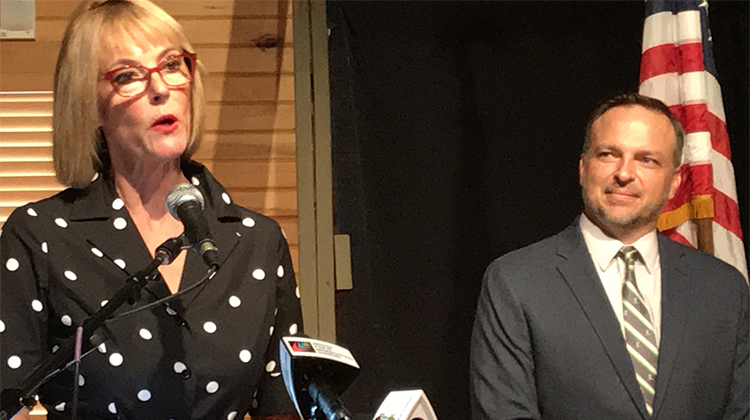 Lt. Gov. Suzanne Crouch announced the creation of a cabinet-level position to help expand affordable broadband solutions for rural communities. Scott Rudd, right, will serve as Director of Broadband Opportunities. - Brandon Smith/IPB News