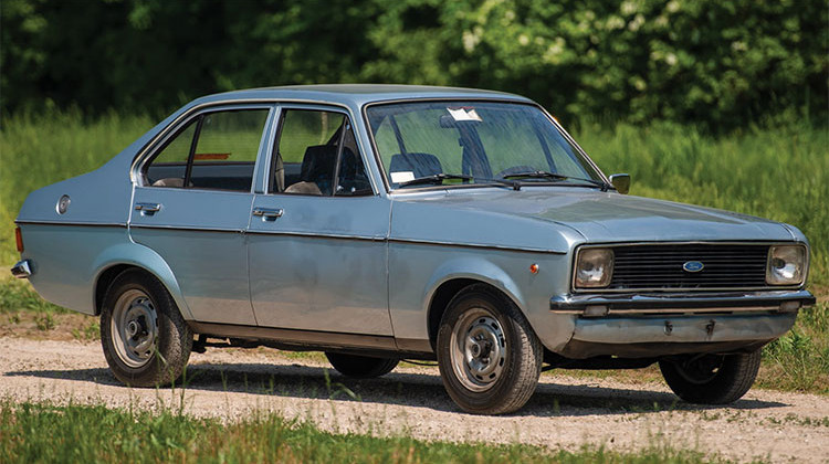 The 1976 Ford Escort 1100 GL Sedan once owned by St. Pope John Paul II is up for sale at the Auburn Cord Duesenberg Festival. - Courtesy RM Sotheby's