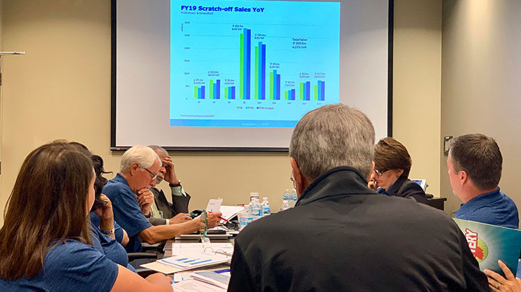 The Hoosier Lottery Commission reviews revenues from the 2019 fiscal year, which ended in June.  - Brandon Smith/IPB News