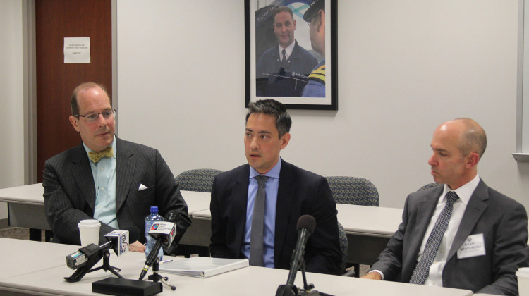 Assistant Secretary of State, Dr. Chris Ford; Department of Commerce Special Agent, Dan Clutch; and FBI Special Agent, Grant Mendenhall answer media questions on economic espionage.  - Samantha Horton/IPB News