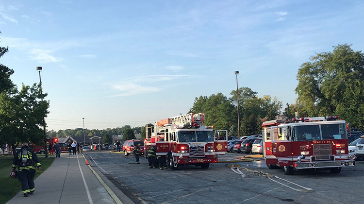 A fire on the roof of Lawrence Township's Amy Beverland Elementary School prompted the evacuation of hundreds of students. There were no injuries. - Provided by Indianapolis Fire Department