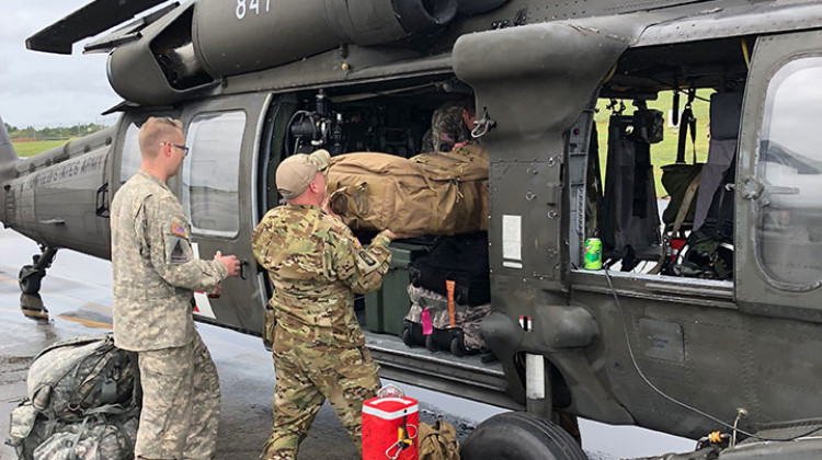 Indiana National Guard soldiers prepare a UH-60 for takeoff at the Gary Aviation Facility on Sept. 16, 2018. - Spc. Tackora Hand/Indiana National Guard