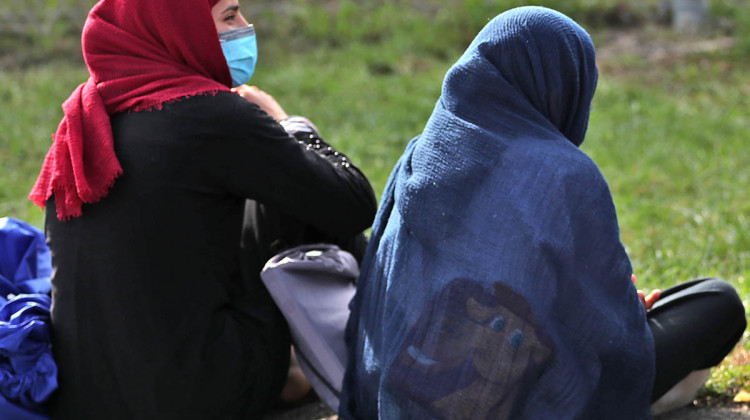 Afghan refugees at Camp Atterbury. (Kelly Wilkinson/Indianapolis Star)