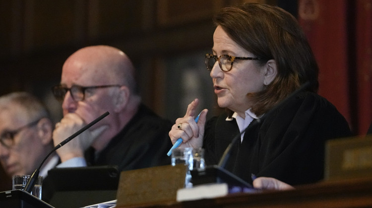 Indiana Chief Justice Loretta Rush speaks during a Supreme Court hearing on a lawsuit challenging the state's near-total abortion ban, Thursday, Jan. 19, 2023, in Indianapolis. - Darron Cummings/AP