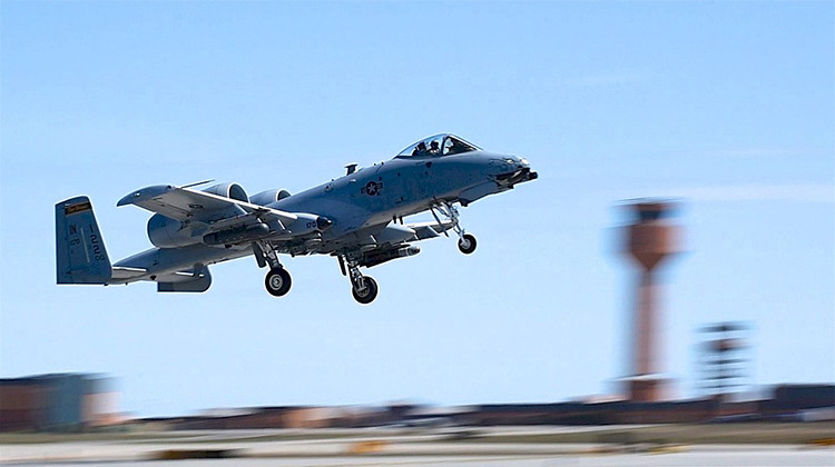 An Indiana Air National Guard A-10 Thunderbolt takes off during a 2016 training mission in New York. - US. Air National Guard/MSgt Eric Miller