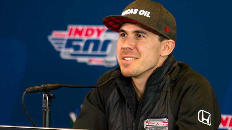 Robert Wickens, 29, shown here during a press conference at the Indianapolis Motor Speedway in May, publicly confirmed he is paralyzed from the chest down from injuries suffered in an August crash at Pocono Raceway. - Doug Jaggers/WFYI