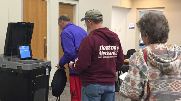 Voters cast their ballots at Indiana Creek Christian Church.  - Erica Irish/WFYI