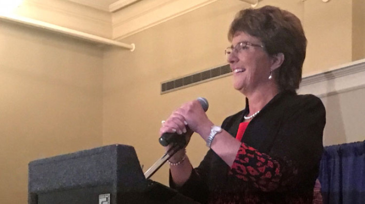 Jackie Walorski addresses supporters at a watch party after winning re-election in the midterms on Tuesday, Nov. 6, 2018. - Jennifer Weingart/WVPE