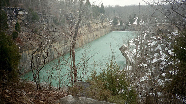 The Sanders Quarry, seen here as it was in 2006, was featured in the 1979 film "Breaking Away." - Public domain