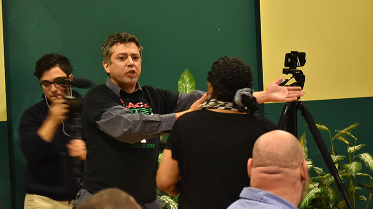 Igor Rodriguez, a protester, disrupted an event for African American community leaders to show support for Mayor Pete Buttigieg. - Justin Hicks/IPB News