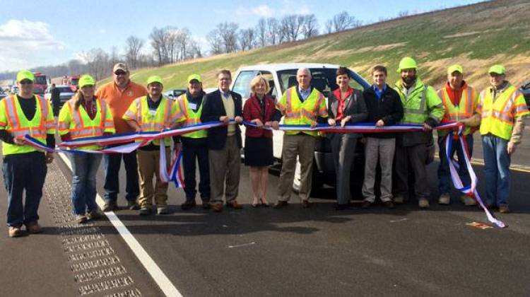 Community leaders, mayors, legislators and transportation officials celebrated the grand opening near Crane. - Office of the Governor