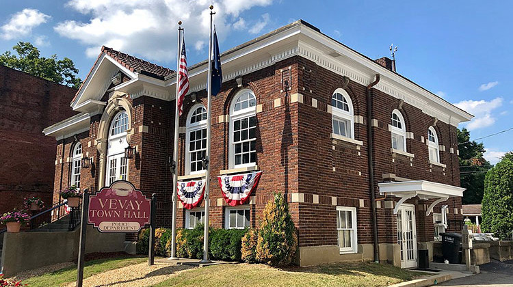 Vevay’s original Carnegie library, completed in 1917, now serves as the town hall. - Warren LeMay/CC-0