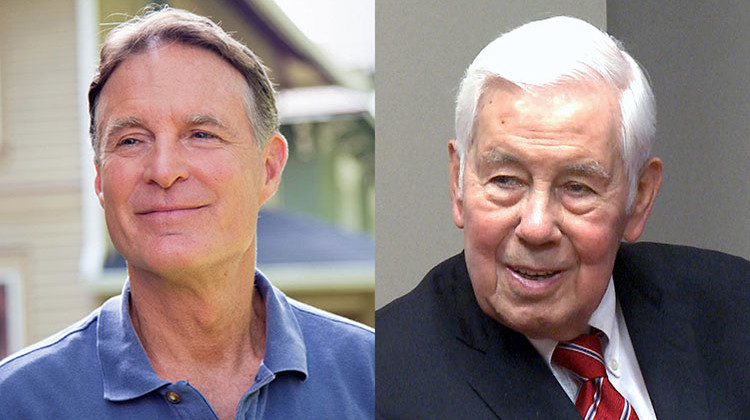 Former senators from Indiana Evan Bayh (D) and Richard Lugar (R). - Left: Courtesy photo. Right: WFIU/WTIU News